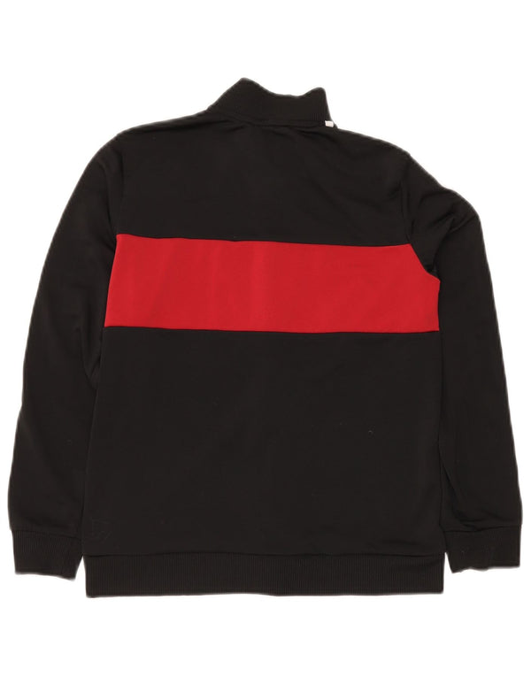 ADIDAS Boys Tracksuit Top Jacket 11-12 Years Black Colourblock Polyester