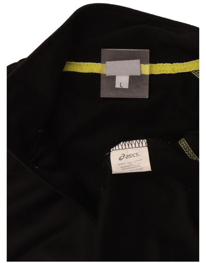 Asics Womens Tracksuit Top Jacket UK 16 Large Black Polyester