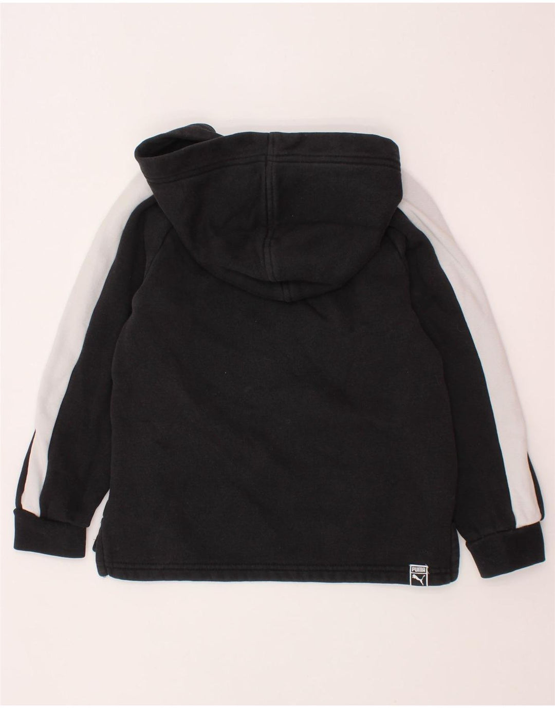 PUMA Boys Graphic Hoodie Jumper 5-6 Years Black Colourblock Cotton