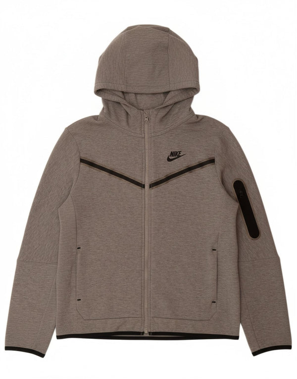 NIKE Boys Zip Hoodie Sweater 12-13 Years Large Grey Cotton