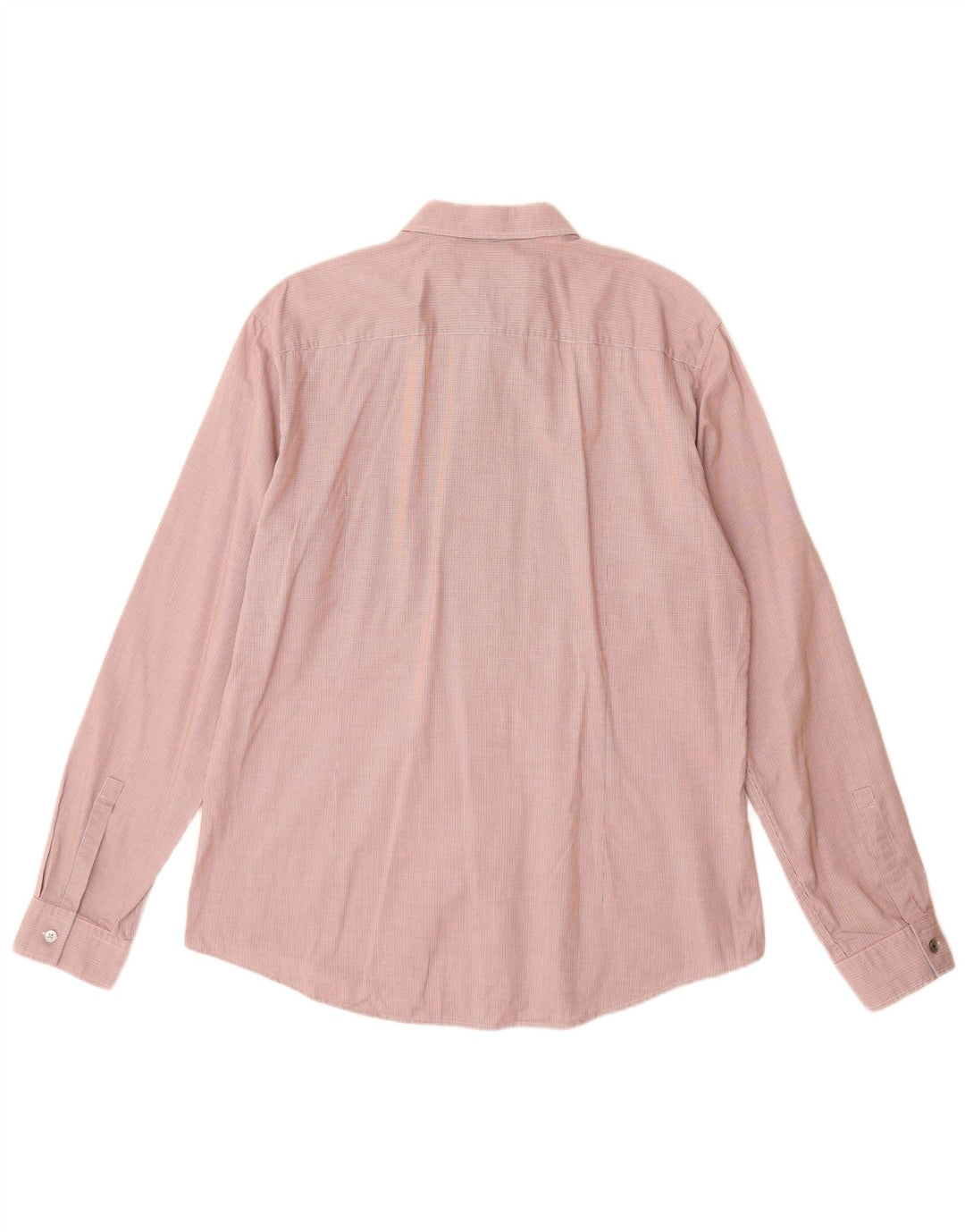 Hugo Boss Mens Checked  Slim Fit Shirt Large Orange Houndstooth Cotton