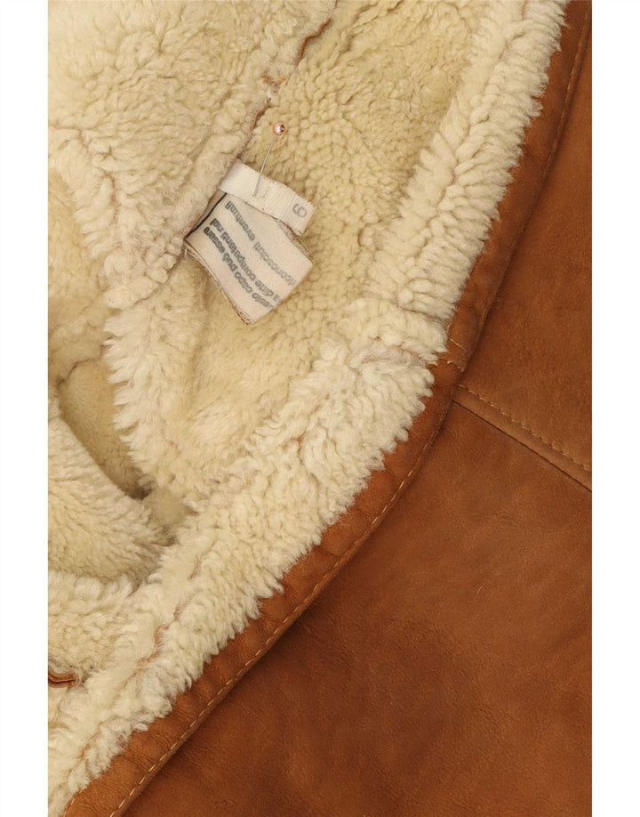 Vintage Mens Shearling Jacket US 6 Medium Brown