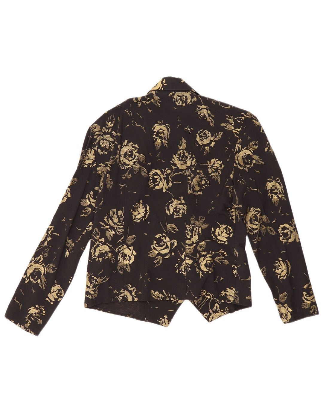 VINTAGE Womens Double Breasted Blazer Jacket EU 36 Small Black Floral