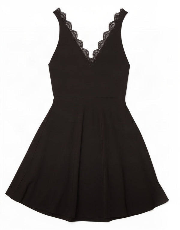 Zara Womens Sleeveless A-Line Dress UK 12 Medium Black Viscose