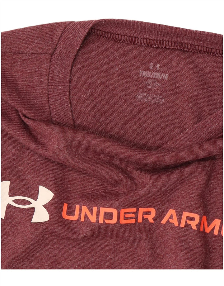 UNDER ARMOUR Boys Graphic T-Shirt Top 9-10 Years Medium Burgundy