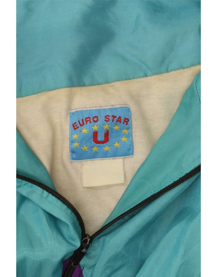 VINTAGE Mens Loose Fit Tracksuit Top Jacket Large Turquoise Colourblock