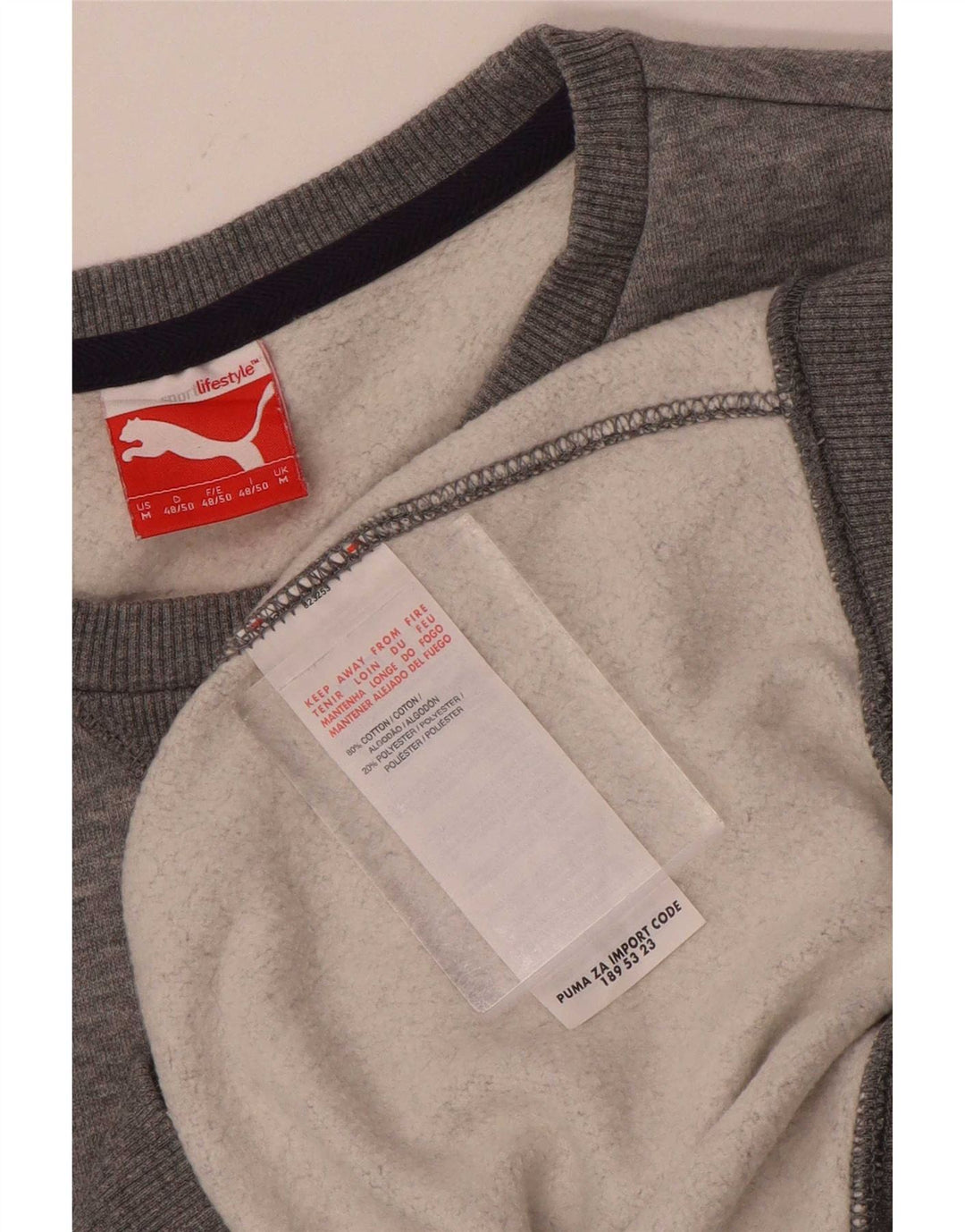 Puma Mens Graphic Regular Fit Sweatshirt Jumper Medium Grey Cotton