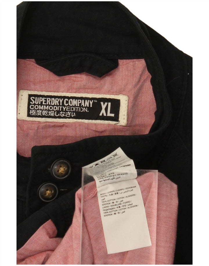 SUPERDRY Mens Bomber Jacket UK 42 XL Navy Blue Cotton