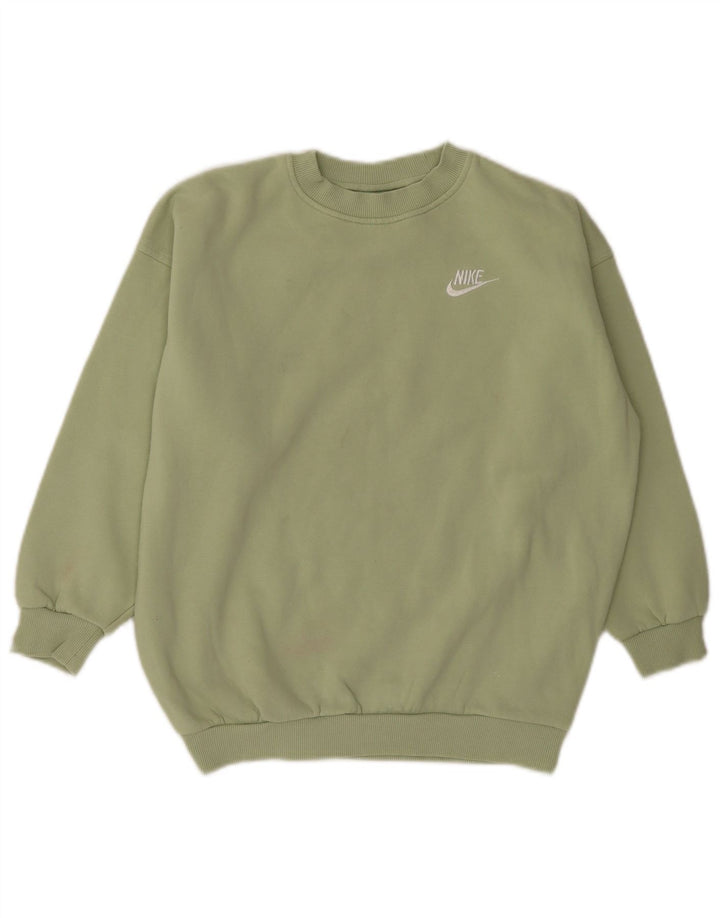 Nike Girls Sweatshirt Jumper 10-11 Years Medium Green Cotton