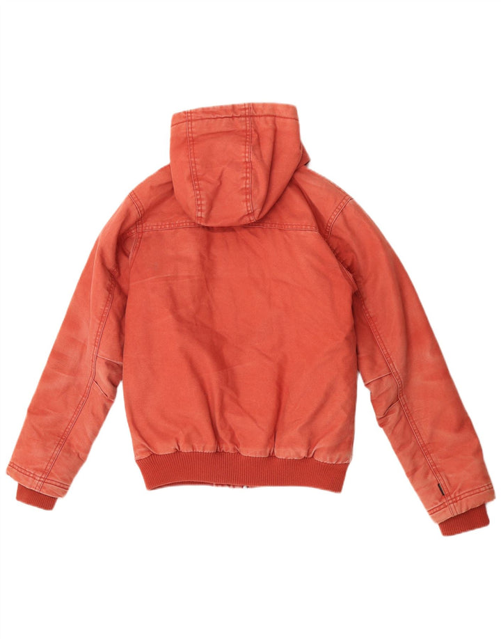 Quiksilver Womens Hooded Bomber Jacket UK 12 Medium Red Cotton