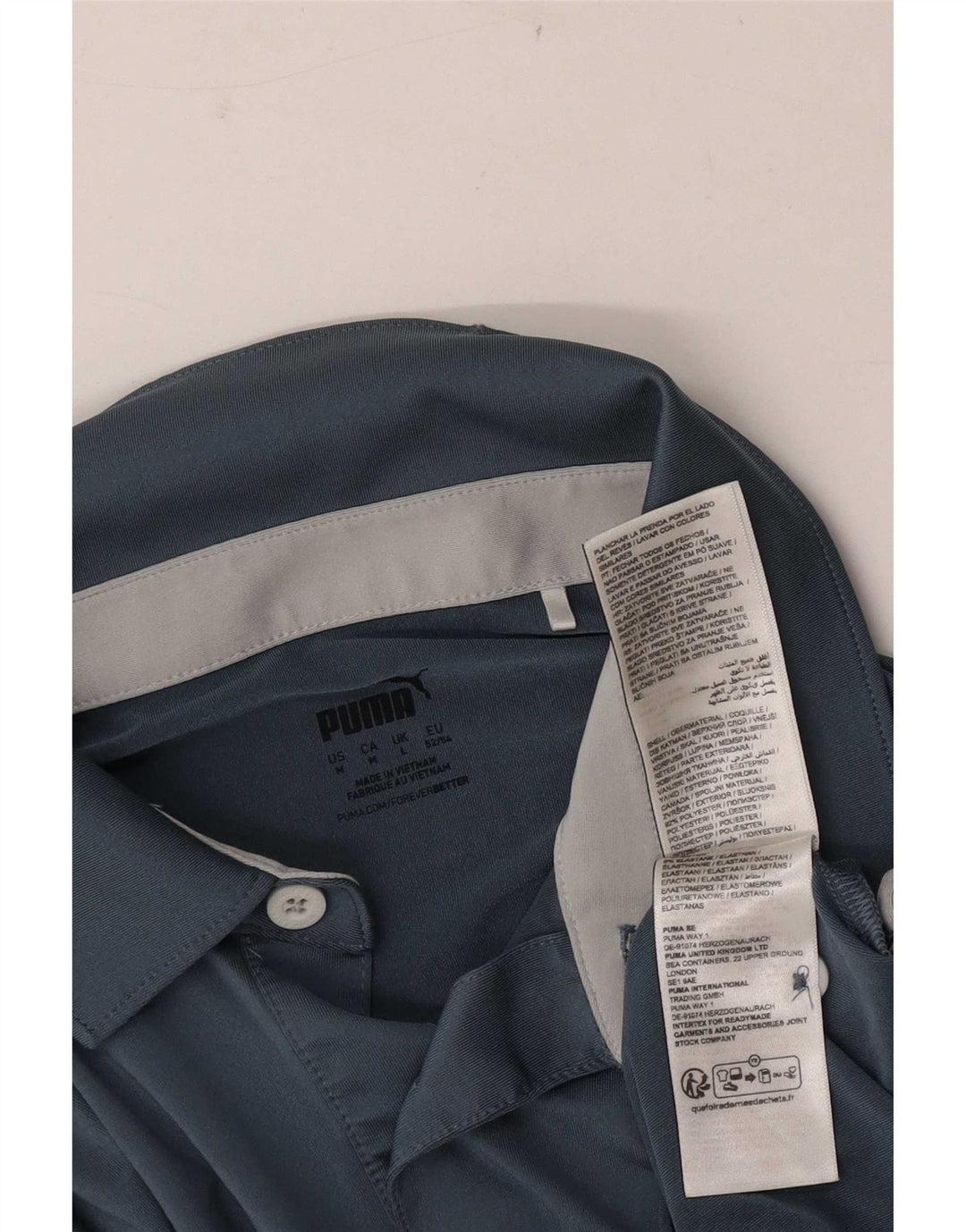 Puma Mens Polo Shirt Large Navy Blue Colourblock Polyester