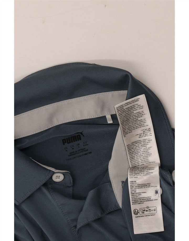 Puma Mens Polo Shirt Large Navy Blue Colourblock Polyester