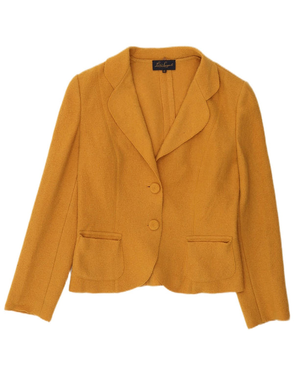 Luisa Spagnoli Womens 2 Button Blazer Jacket IT 46 Large Yellow Wool