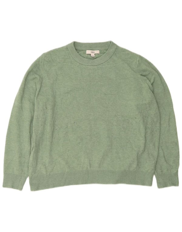 Marks & Spencer Womens Oversized Crew Neck Jumper Sweater UK 16 Large Green