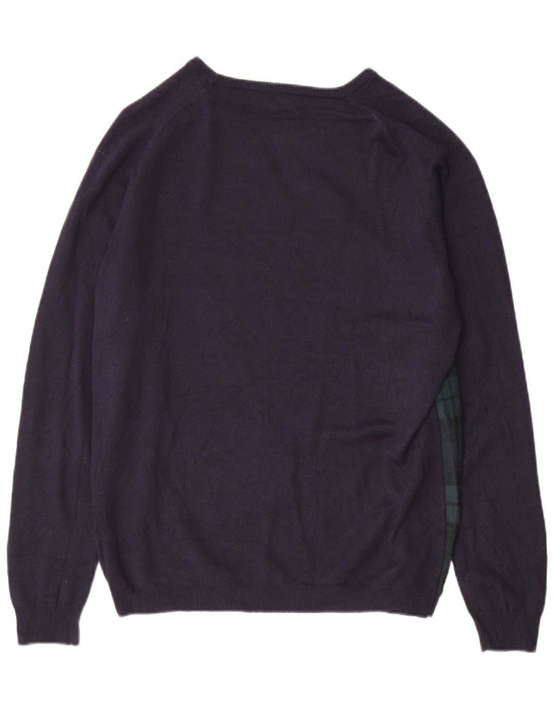 ZARA Mens Boat Neck Jumper Sweater XL Navy Blue Check