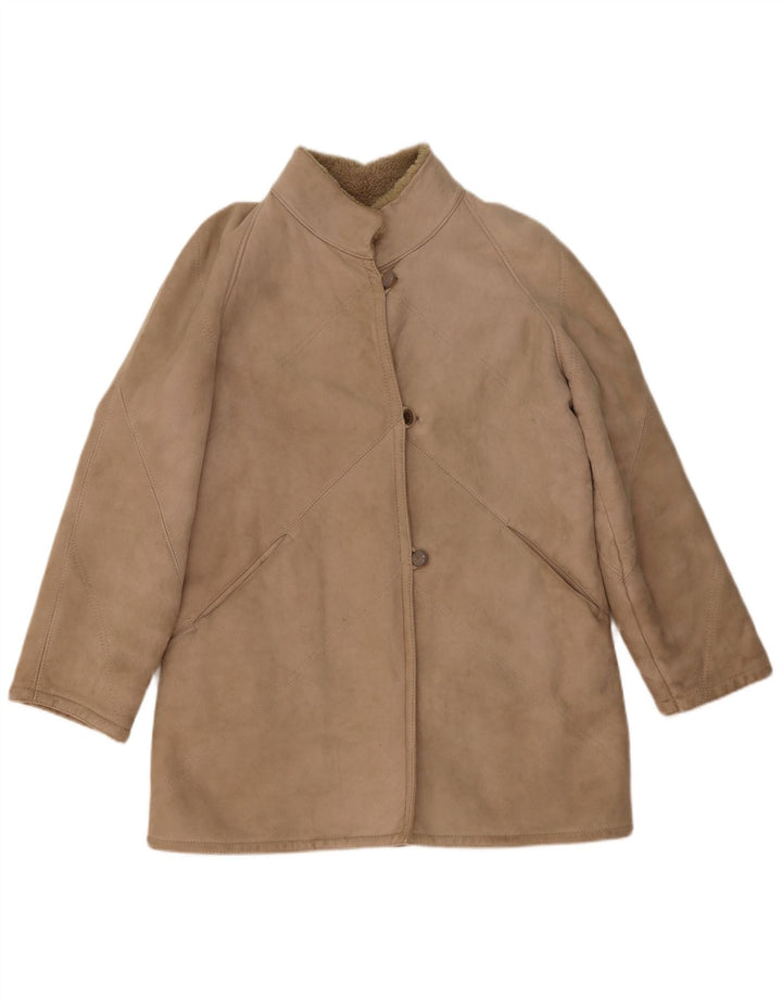 Vintage Womens Shearling Jacket IT 46 Large Beige Shearling