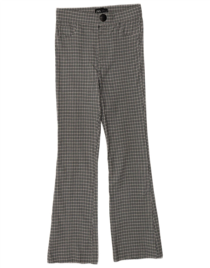 ZARA Womens Bootcut Casual Trousers Small W26 L26 Grey Chevron
