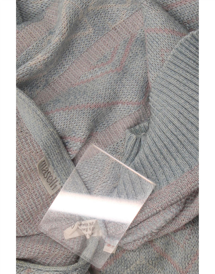 Maselli Womens Boat Neck Jumper Sweater IT 54 3XL Blue Argyle/Diamond