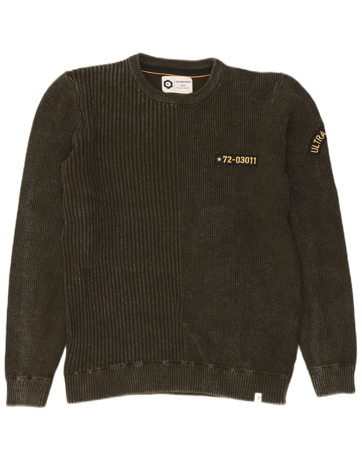 Jack & Jones Mens Crew Neck Jumper Sweater Medium Green Cotton