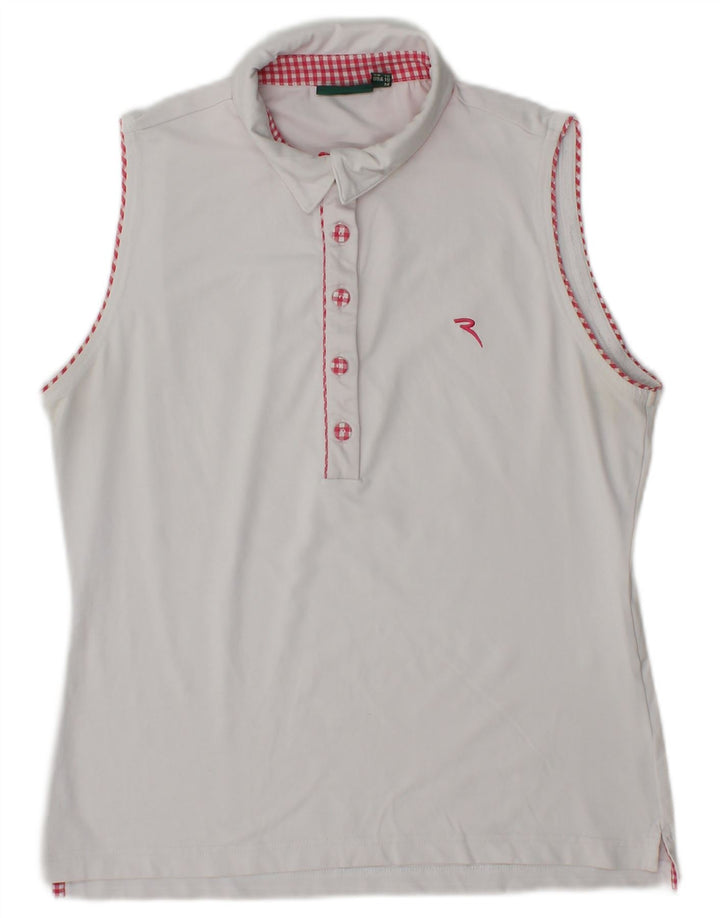 Chervo Womens Sleeveless Polo Shirt UK 12 Medium White Polyamide