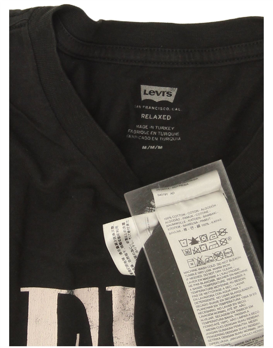 LEVI'S Mens Relaxed Graphic T-Shirt Top Medium Black Cotton