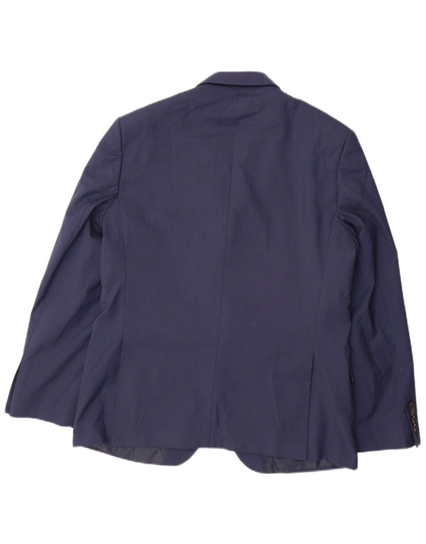 Marks & Spencer Mens 2 Button Blazer Jacket UK 42 Large Navy Blue Polyester