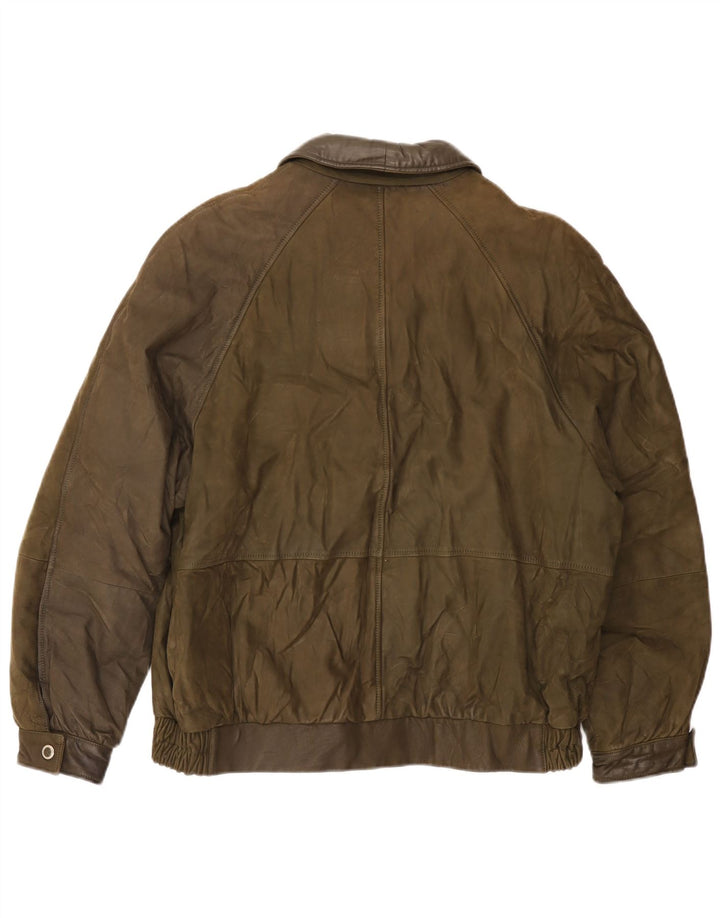 Vintage Mens Leather Jacket UK 42 XL Green