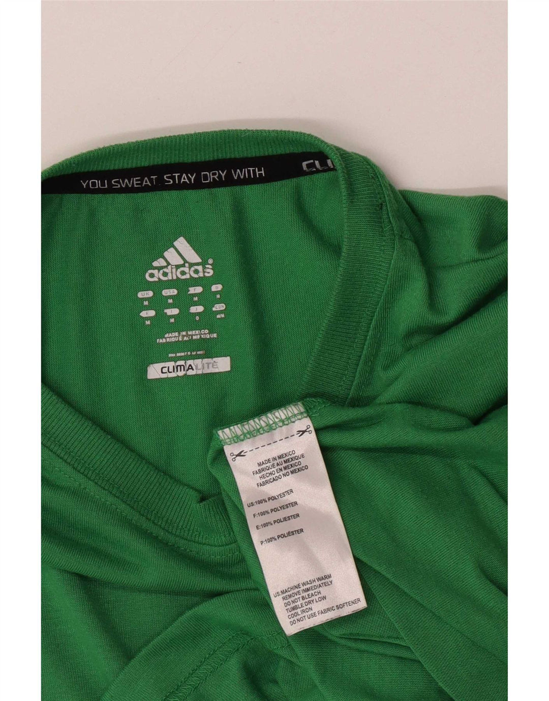 Adidas Mens Climalite T-Shirt Top Medium Green Polyester
