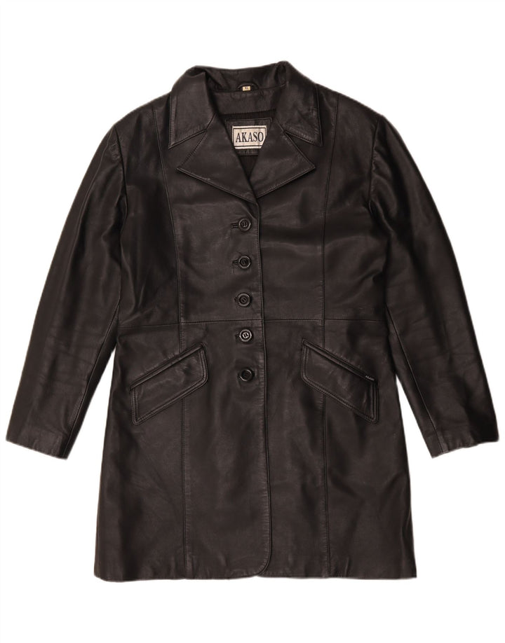 Akaso Womens Leather Coat UK 18 XL Black Leather