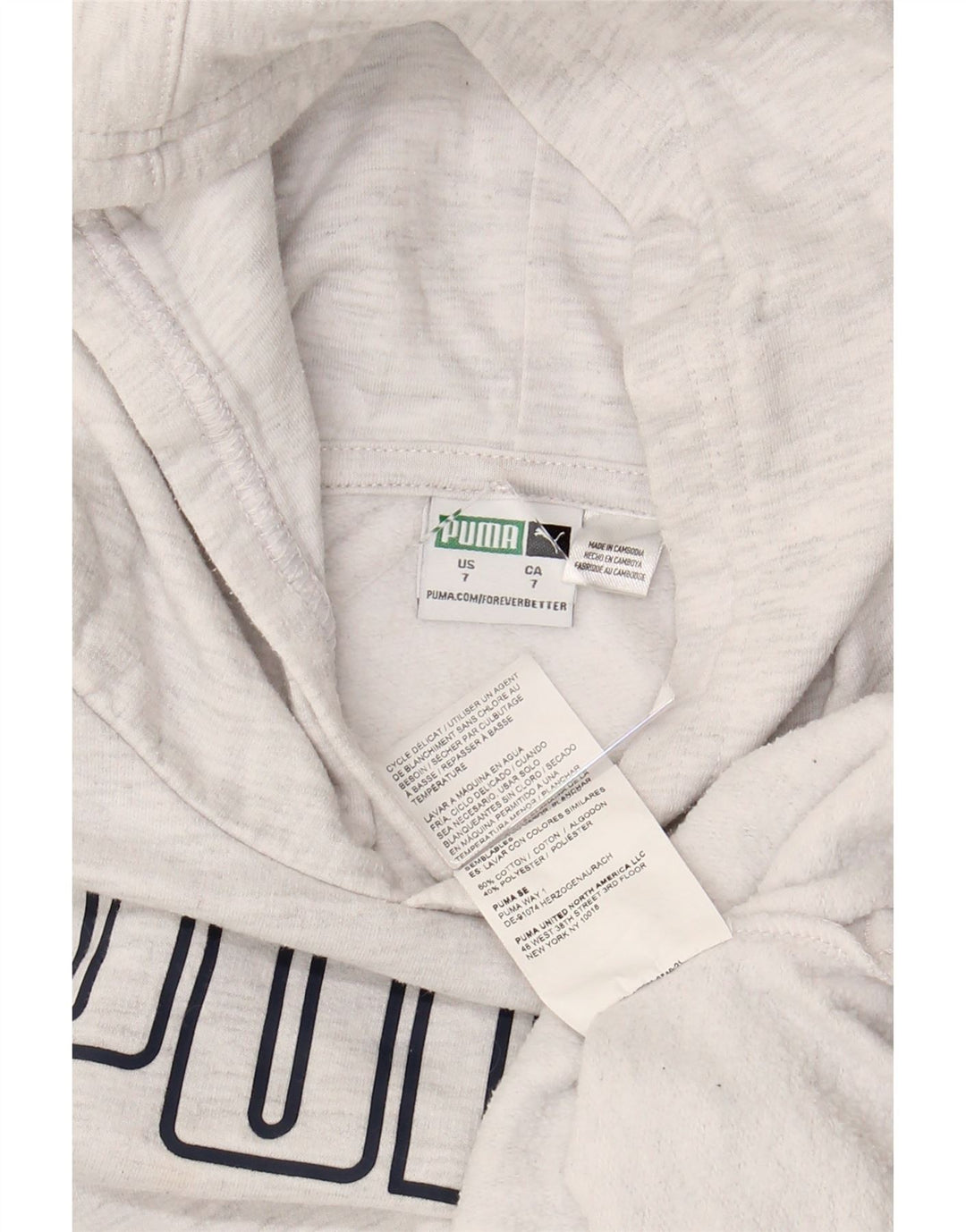 PUMA Girls Graphic Hoodie Jumper 6-7 Years Grey Cotton