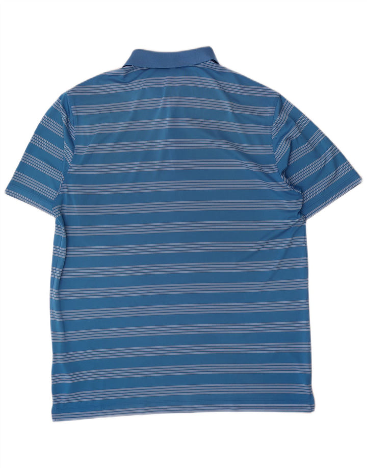Nike Mens Polo Shirt XL Blue Striped Polyester
