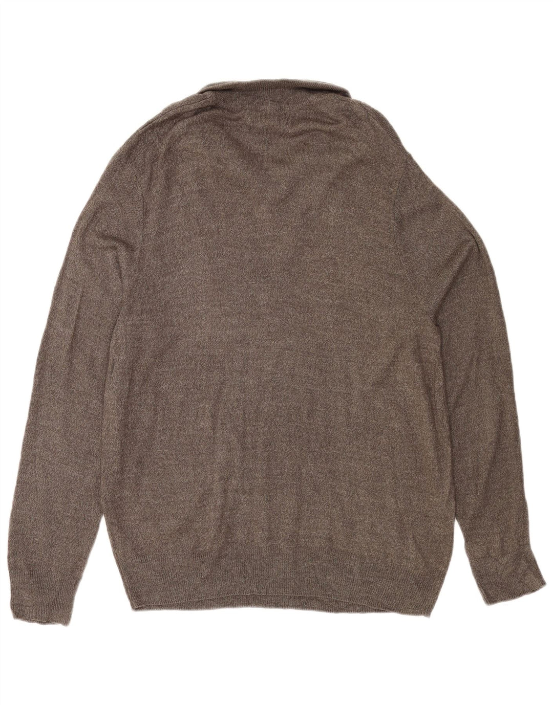 DOCKERS Mens Zip Neck Jumper Sweater Large Grey Striped Acrylic