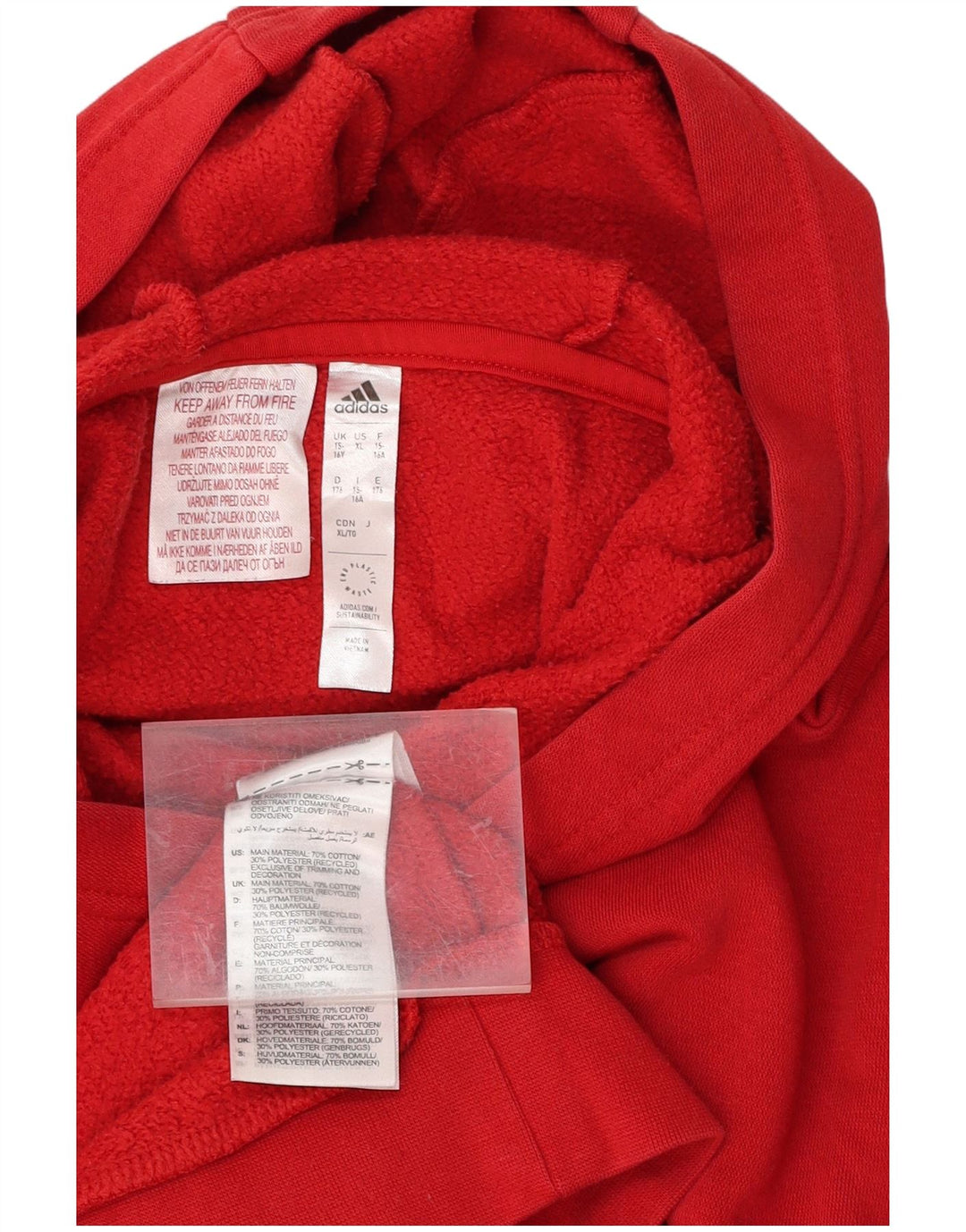 ADIDAS Boys Hoodie Jumper 15-16 Years Red Cotton