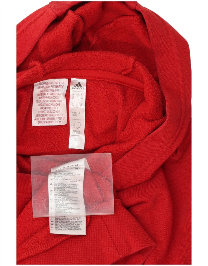 ADIDAS Boys Hoodie Jumper 15-16 Years Red Cotton