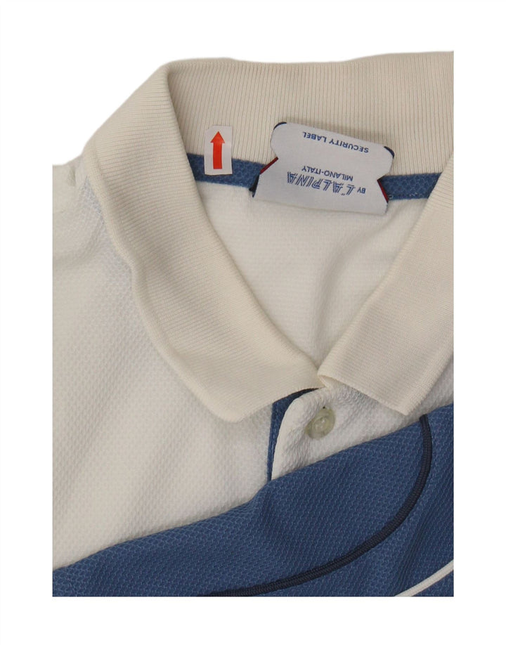 AUSTRALIAN L'ALPINA Mens Polo Shirt IT 56 3XL White Colourblock Polyester