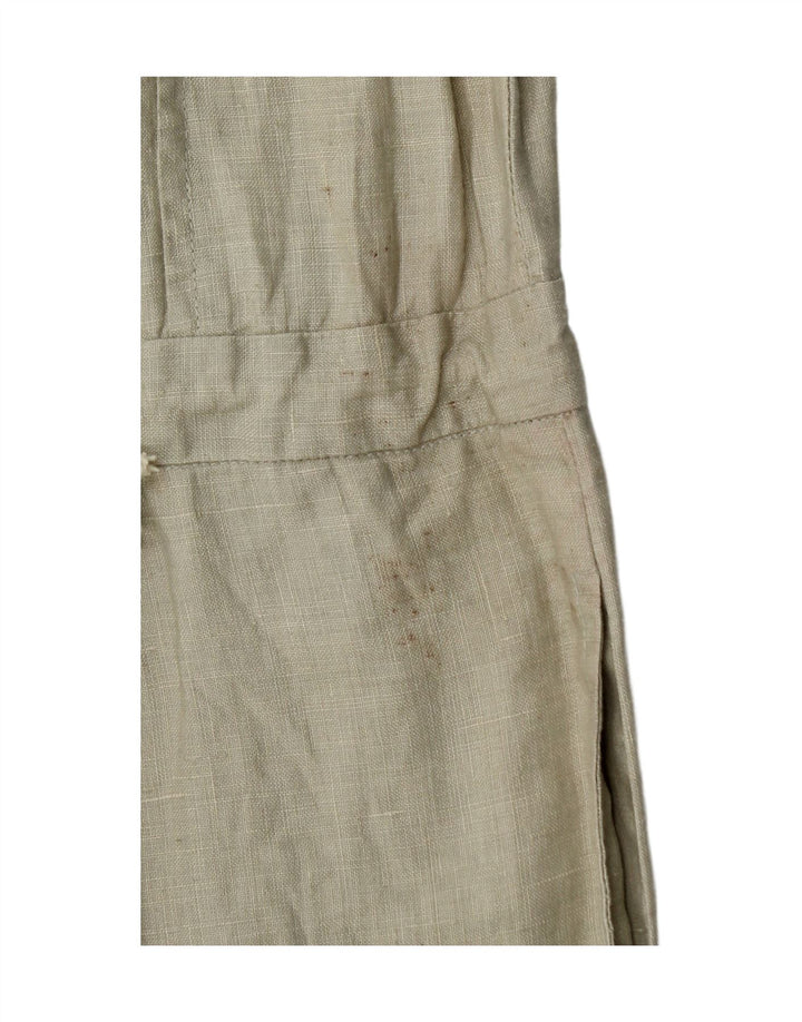 Vintage Womens Sleeveless Playsuit UK 12 Medium  Khaki Linen