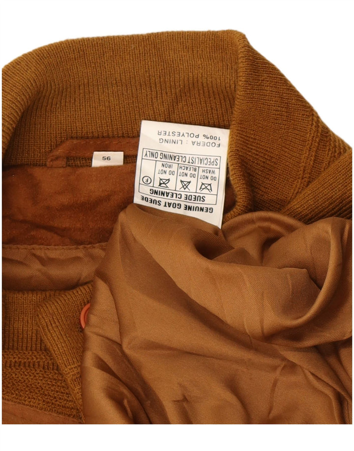 Vintage Mens Suede Bomber Jacket IT 56 3XL Brown Suede