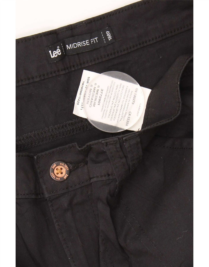 Lee Womens Mid Rise Cargo Shorts US 6 Medium W30 Black Cotton