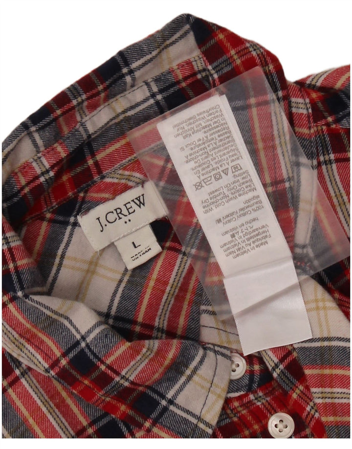 J. CREW Womens Flannel Shirt UK 16 Large Red Check Cotton