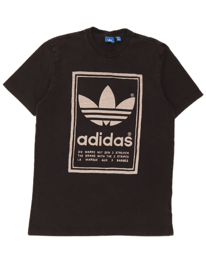 Adidas Mens Graphic T-Shirt Top Medium Black Cotton
