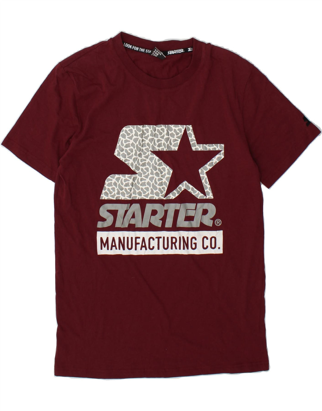 STARTER Mens Graphic T-Shirt Top Medium Burgundy Cotton Vintage Starter and Second-Hand Starter from Messina Hembry 