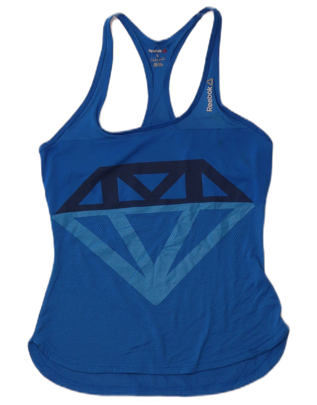 REEBOK Womens Graphic Vest Top UK 8/10 Small Blue Sports