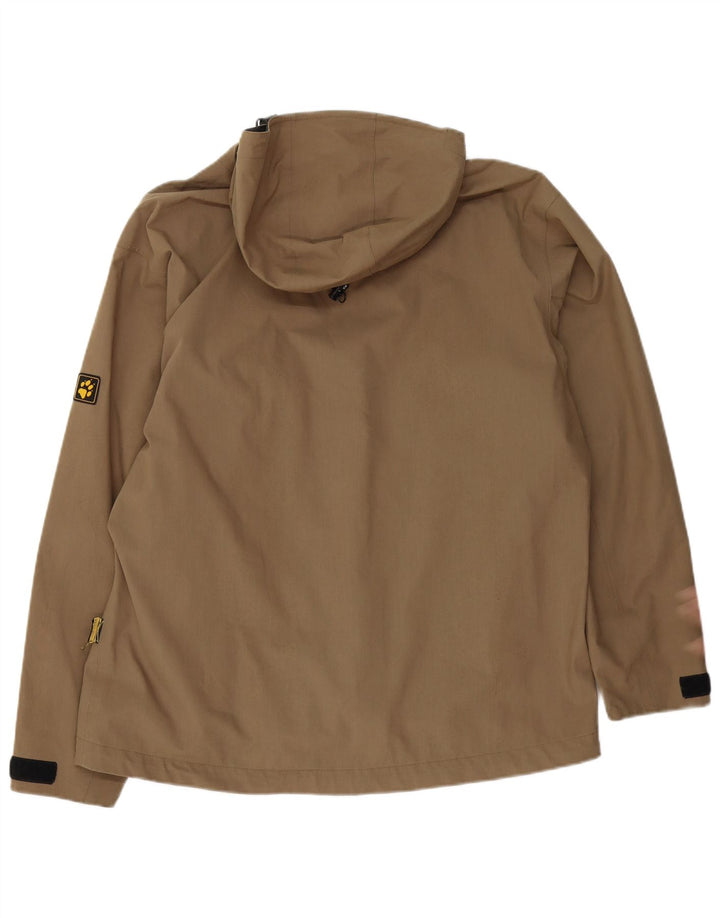 Jack Wolfskin Mens Hooded Rain Jacket UK 40 Large Beige Polyester