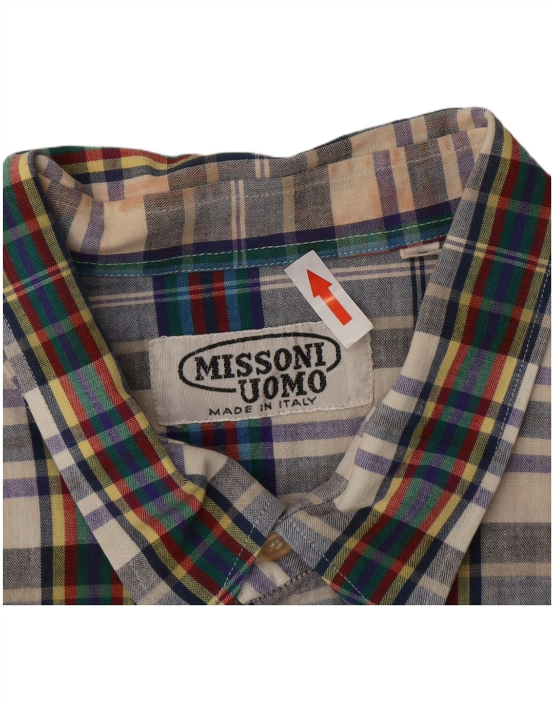 Missoni Mens Short Sleeve Shirt Large Blue Check Cotton