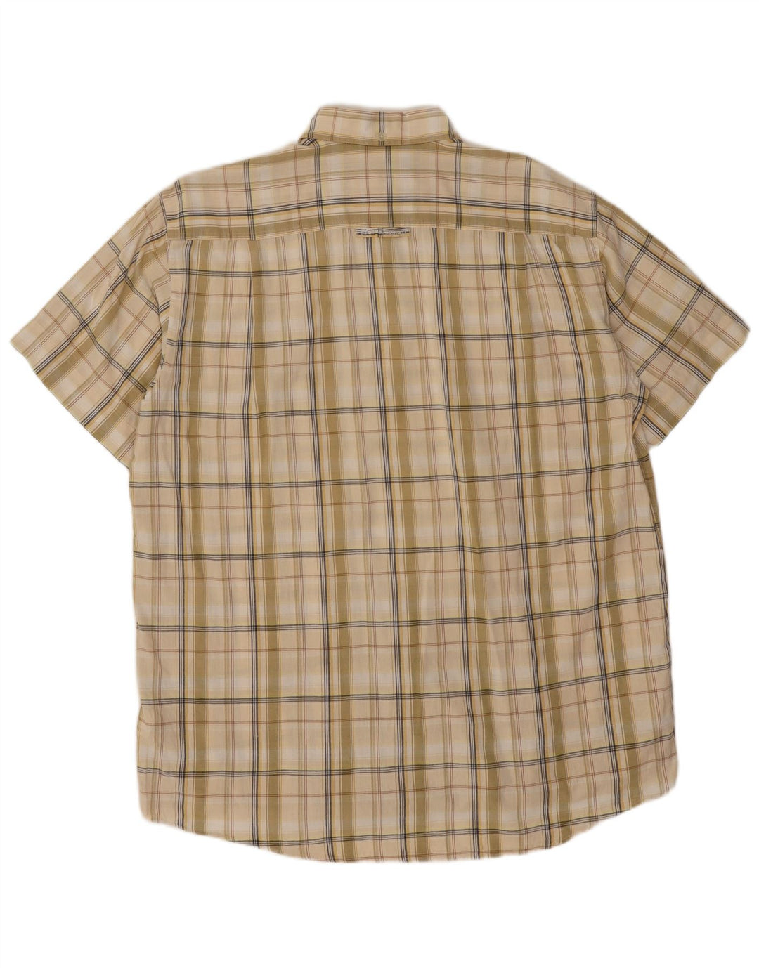 Camel Active Mens Short Sleeve Shirt Large Green Check Cotton