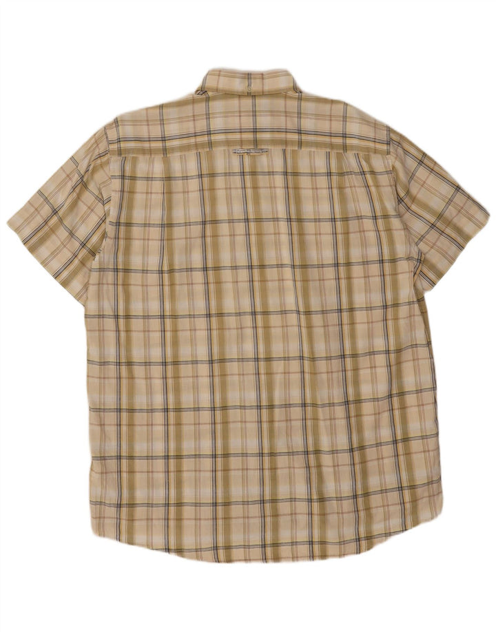 Camel Active Mens Short Sleeve Shirt Large Green Check Cotton