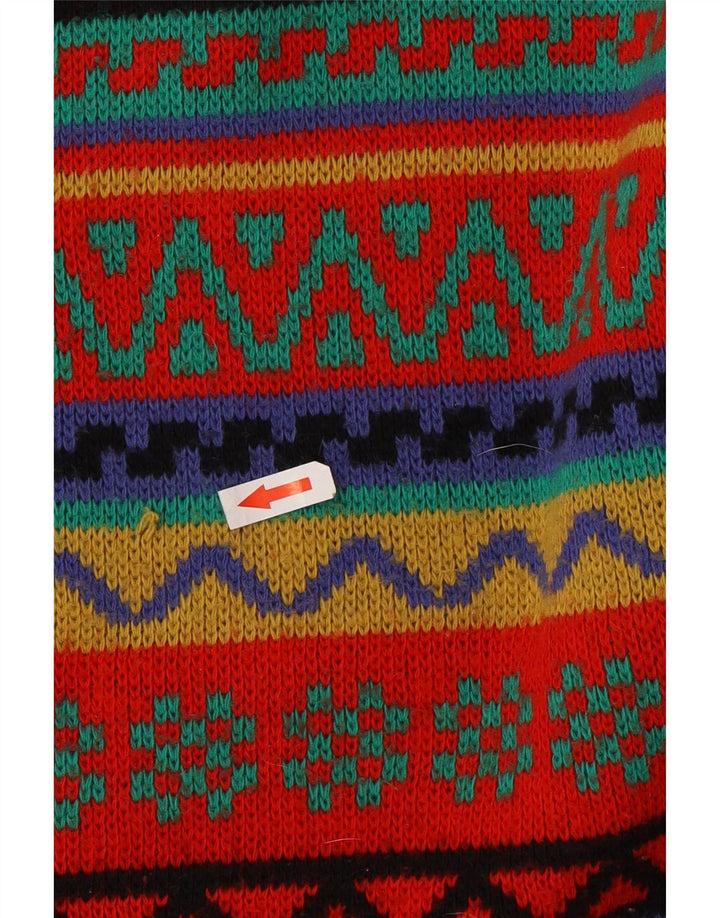 Vintage Mens Crew Neck Jumper Sweater Medium Multicoloured Fair Isle