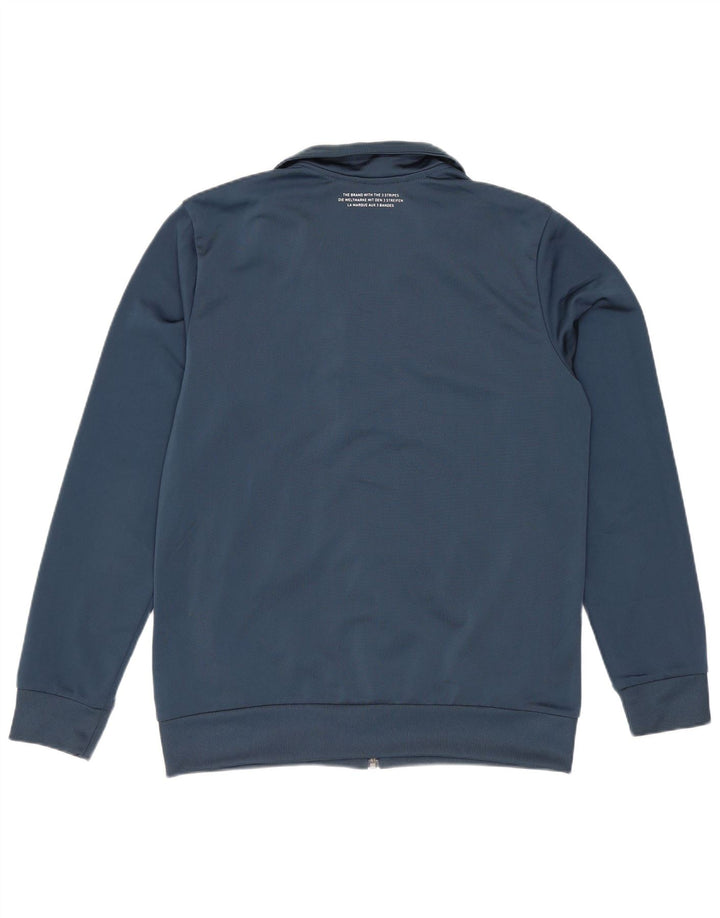 Adidas Boys Graphic Tracksuit Top Jacket 13-14 Years Navy Blue Polyester