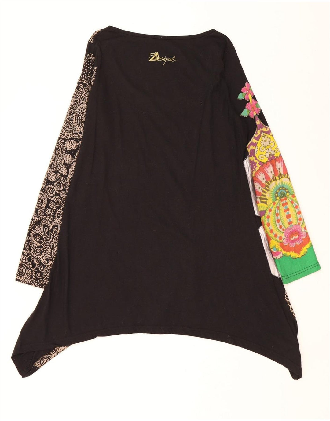 DESIGUAL Womens Graphic Asymmetrical Dress UK 14 Medium Black Paisley