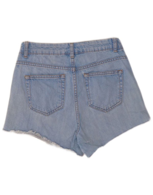 Topshop Womens Moto Denim Shorts W26 Small Blue Cotton
